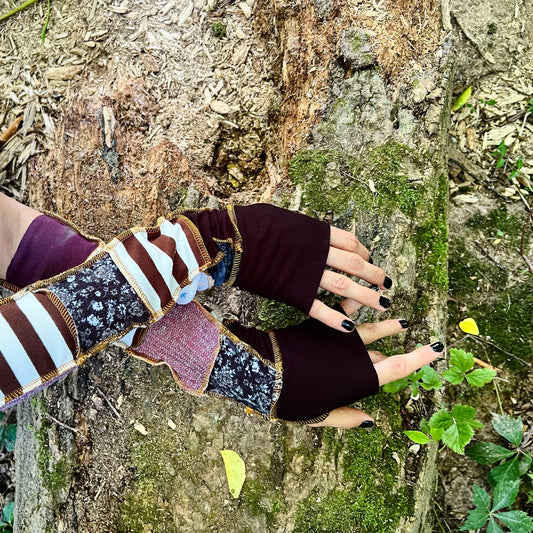 Pippi patchwork arm warmers
