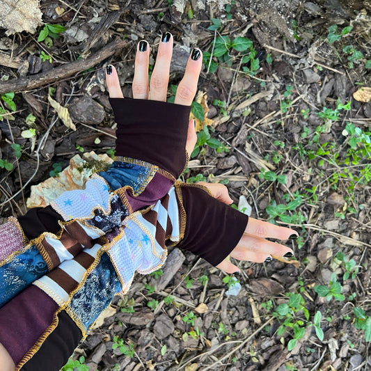 Pippi patchwork arm warmers